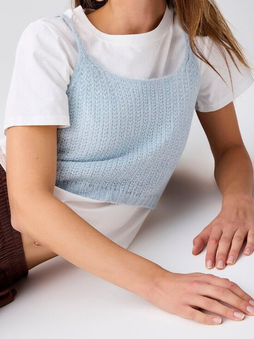 NWT Knit T-shirt and tank set baby blue white - Picture 3 of 3